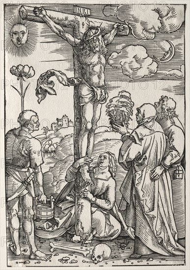 Christ on the Cross with Mary, St. John, Mary Magdalen and St. Stephen, 1505. Hans Baldung (German, 1484/85-1545). Woodcut