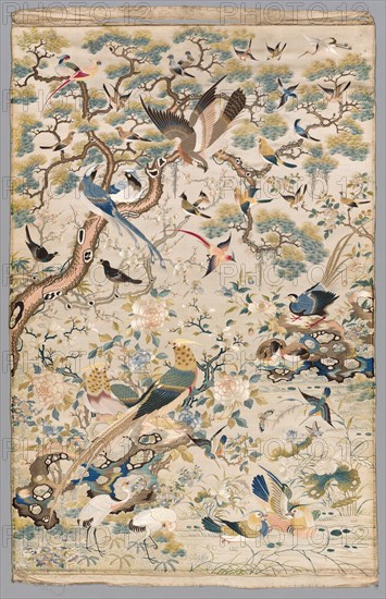 Embroidered Panel, 1700s - 1800s. China, Qing Dynasty (1644-1912). Embroidery, silk and gold thread; overall: 118.7 x 76.2 cm (46 3/4 x 30 in.)