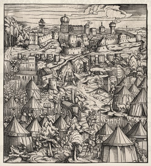 Der Weisskunig: Der Weisskunig (The White King): The Siege of Padua, 1512-1515. Hans Burgkmair (German, 1473-1531). Woodcut