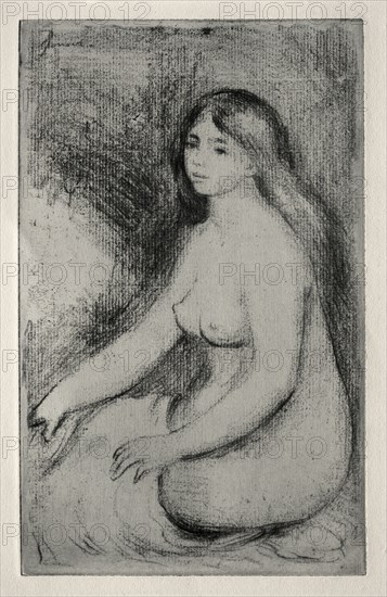 Baigneuse assise, c. 1905. Pierre-Auguste Renoir (French, 1841-1919). Softground etching