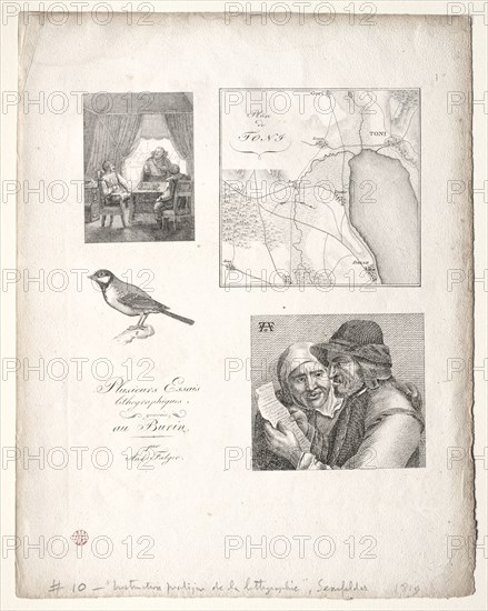 L'art de la litographie:Four Subjects after Falger. Alois Senefelder (German, 1771-1834). Lithograph