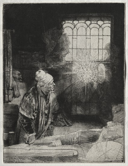 Faust, c. 1652. Rembrandt van Rijn (Dutch, 1606-1669). Etching and drypoint; sheet: 21.2 x 16.2 cm (8 3/8 x 6 3/8 in.); platemark: 21 x 16 cm (8 1/4 x 6 5/16 in.)