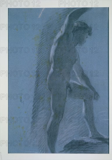 Study of a Male Nude, c. 1810. Pierre-Paul Prud'hon (French, 1758-1823). Black and white chalk (both stumped); sheet: 61.8 x 43.7 cm (24 5/16 x 17 3/16 in.).
