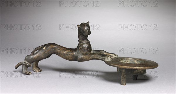 Feline-Handled Incense Burner, c. 100. Parthian, Iran, possibly Burudjird, c. AD 100. Bronze, cast; overall: 11.6 cm (4 9/16 in.).