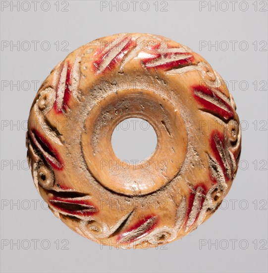 Spindle Whorl, 700s - 900s. Iran, early Islamic period, 8th - 10th century. Bone, incised; overall: 0.7 x 1.7 x 1.7 cm (1/4 x 11/16 x 11/16 in.)