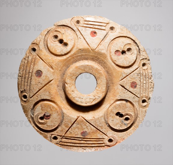 Spindle Whorl, 700s - 900s. Iran, early Islamic period, 8th - 10th century. Bone, incised; overall: 0.4 x 2.8 x 2.8 cm (3/16 x 1 1/8 x 1 1/8 in.)