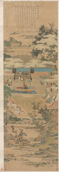 Lady Xuanwen Giving Instruction on the Rites of Zhou, 1638. Chen Hongshou (Chinese, 1598/99-1652). Hanging scroll, ink and color on silk; image: 172.8 x 55.7 cm (68 1/16 x 21 15/16 in.); overall: 293.9 x 71 cm (115 11/16 x 27 15/16 in.); with knobs: 293.9 x 79 cm (115 11/16 x 31 1/8 in.).