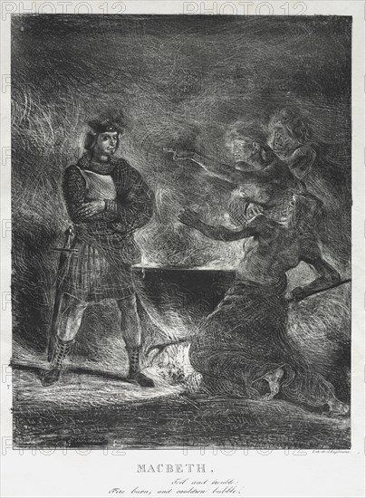 Macbeth Consulting the Witches, 1825. Eugène Delacroix (French, 1798-1863). Lithograph; image: 32.2 x 25.2 cm (12 11/16 x 9 15/16 in.)