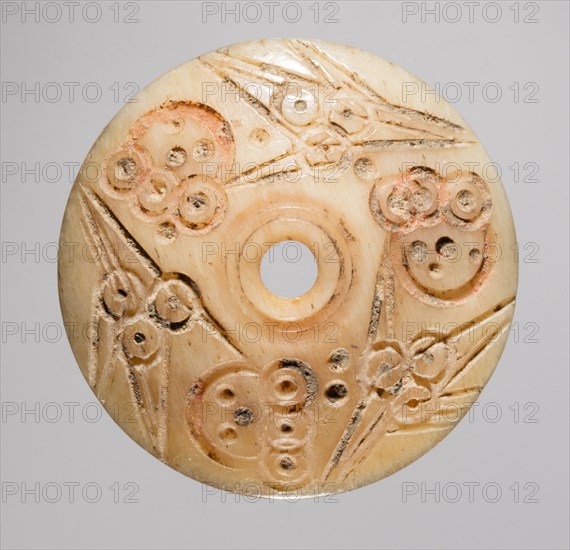 Spindle Whorl, 700s - 900s. Iran, early Islamic period, 8th - 10th century. Bone, incised; overall: 0.4 x 2.1 x 2.1 cm (3/16 x 13/16 x 13/16 in.)