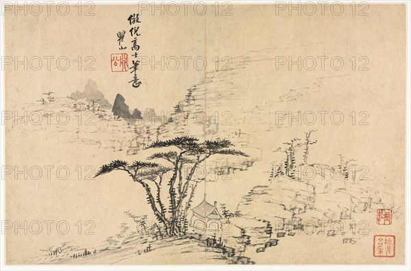 Landscapes in Various Styles after Old Masters, 1690. Mei Qing (Chinese, 1623-1697). Album leaf: ink and color on paper; overall: 28.6 x 44 cm (11 1/4 x 17 5/16 in.).