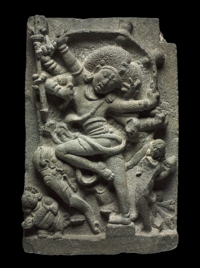 Shiva as Slayer of the Elephant Demon, 1000s. South India, Tamil Nadu, early Chola Period, 11th century. Granite; overall: 72.4 x 48.3 x 20.3 cm (28 1/2 x 19 x 8 in.).