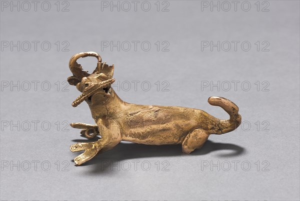 Deer Eating Corn Pendant, c. 1000-1550. Southern Costa Rica, (Diquís Region), Diquís Style, 11th-16th century. Cast gold; overall: 5.4 x 9.6 x 4.8 cm (2 1/8 x 3 3/4 x 1 7/8 in.).