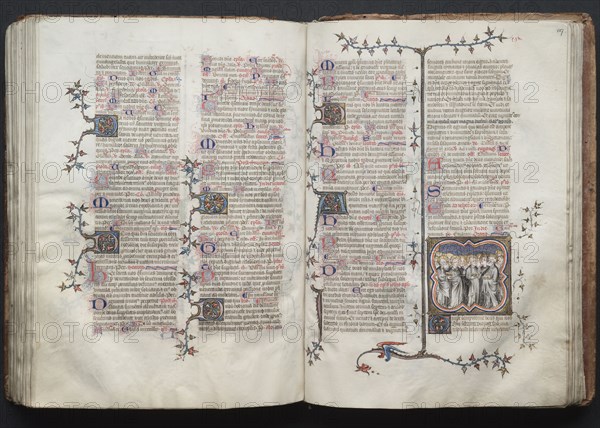 The Gotha Missal:  Fol. 126v, Text, c. 1375. And workshop Master of the Boqueteaux (French). Ink, tempera, and gold on vellum; blind-tooled leather binding; codex: 27.1 x 19.5 cm (10 11/16 x 7 11/16 in.)