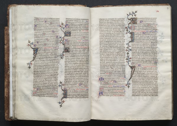 The Gotha Missal: Fol. 26v, Text, c. 1375. And workshop Master of the Boqueteaux (French). Ink, tempera, and gold on vellum; blind-tooled leather binding; codex: 27.1 x 19.5 cm (10 11/16 x 7 11/16 in.).