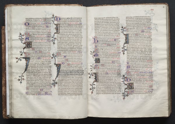 The Gotha Missal: Fol. 27v, Text, c. 1375. And workshop Master of the Boqueteaux (French). Ink, tempera, and gold on vellum; blind-tooled leather binding; codex: 27.1 x 19.5 cm (10 11/16 x 7 11/16 in.)