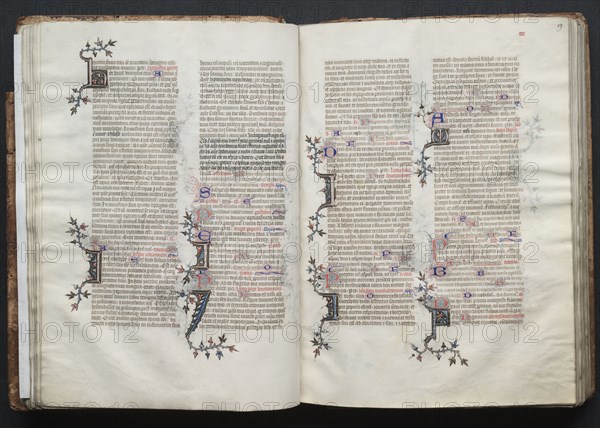 The Gotha Missal: Fol. 28v, Text, c. 1375. And workshop Master of the Boqueteaux (French). Ink, tempera, and gold on vellum; blind-tooled leather binding; codex: 27.1 x 19.5 cm (10 11/16 x 7 11/16 in.).