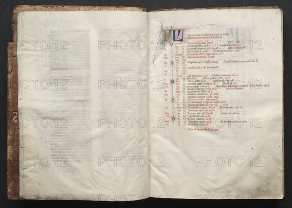 The Gotha Missal: Fol. 5r, Text, c. 1375. And workshop Master of the Boqueteaux (French). Ink, tempera, and gold on vellum; blind-tooled leather binding; codex: 27.1 x 19.5 cm (10 11/16 x 7 11/16 in.)
