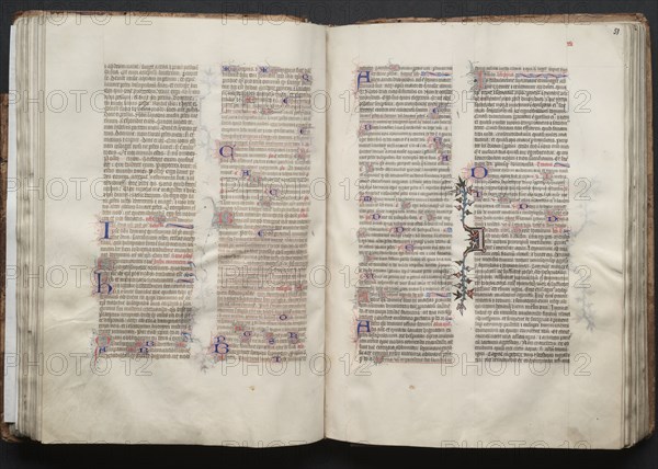 The Gotha Missal: Fol. 50v, Text, c. 1375. And workshop Master of the Boqueteaux (French). Ink, tempera, and gold on vellum; blind-tooled leather binding; codex: 27.1 x 19.5 cm (10 11/16 x 7 11/16 in.).