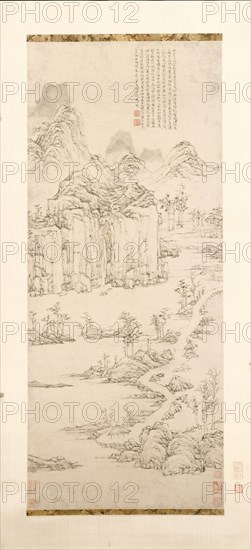 Daoist Retreat in Mountain and Stream (Landscape after Ni Zan [1301-1374]), 1567. Lu Zhi (Chinese, 1496-1576). Hanging scroll, ink on paper; overall: 109.1 x 45.8 cm (42 15/16 x 18 1/16 in.).