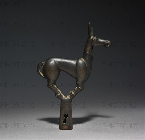 Pole Top as a Wild Ass, Han dynasty (206 BC-AD 220). China, Ordos Region, Han dynasty (202 BC-AD 220). Bronze; overall: 17.8 x 12.4 cm (7 x 4 7/8 in.).