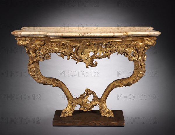 Console Table, c. 1765. Attributed to Ferdinand Dietz (German, 1708-1777). Carved and gilded wood; overall: 85.8 x 132.1 x 82.5 cm (33 3/4 x 52 x 32 1/2 in.).