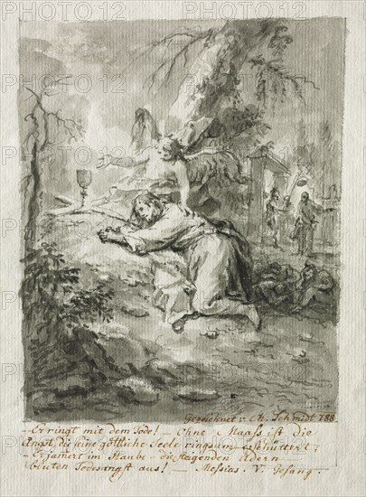 Christ on the Mount of Olives, 1788. Martin Johann Schmidt (Austrian, 1718-1801). Brush and gray ink and gray wash with black chalk;