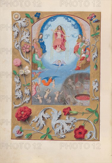 Hours of Queen Isabella the Catholic, Queen of Spain:  Fol. 199v, Last Judgment, c. 1500. And associates Master of the First Prayerbook of Maximillian (Flemish, c. 1444-1519). Ink, tempera, and gold on vellum; codex: 22.5 x 15.2 cm (8 7/8 x 6 in.)