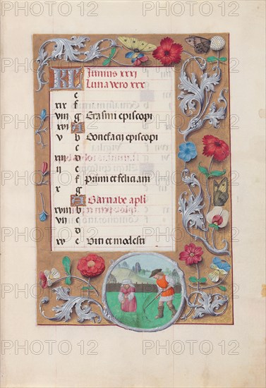 Hours of Queen Isabella the Catholic, Queen of Spain: Fol. 7r, June, c. 1495-1500. And associates Master of the First Prayerbook of Maximillian (Flemish, c. 1444-1519). Ink, tempera, and gold on vellum; codex: 22.5 x 15.2 cm (8 7/8 x 6 in.).