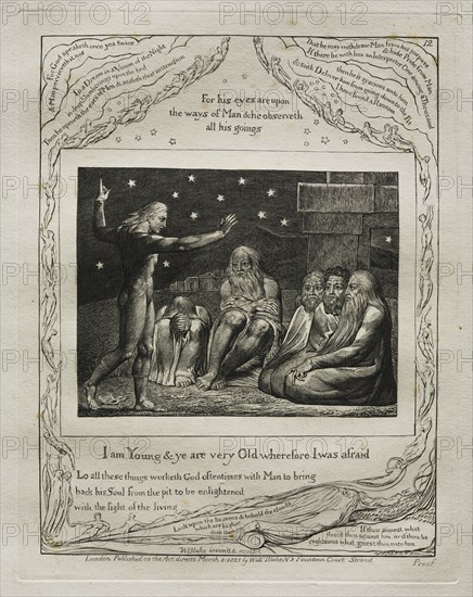 The Book of Job:  Pl. 12, I am Young and ye are very Old wherefore I was afraid, 1825. William Blake (British, 1757-1827). Engraving