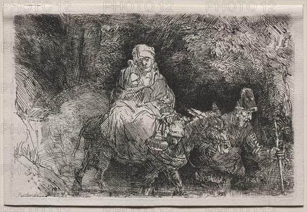 The Flight into Egypt: Crossing a Brook, 1654. Rembrandt van Rijn (Dutch, 1606-1669). Etching and drypoint; sheet: 10.3 x 15.4 cm (4 1/16 x 6 1/16 in.); platemark: 9.5 x 14.6 cm (3 3/4 x 5 3/4 in.)