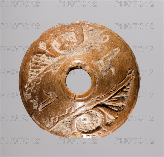 Spindle Whorl, 700s - 900s. Iran, early Islamic period, 8th - 10th century. Bone, incised; overall: 0.7 x 1.8 x 1.8 cm (1/4 x 11/16 x 11/16 in.)