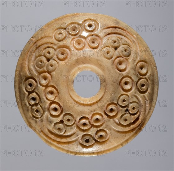 Spindle Whorl, 700s - 900s. Iran, early Islamic period, 8th - 10th century. Bone, incised; overall: 0.5 x 2.3 x 2.3 cm (3/16 x 7/8 x 7/8 in.)