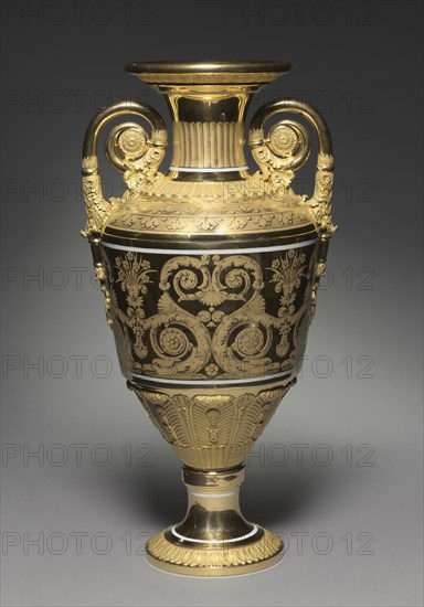 Vase, c. 1820-1830. St. Petersburg Imperial Porcelain Factory (Russian). Gilt porcelain; overall: 55.3 x 29.3 cm (21 3/4 x 11 9/16 in.).