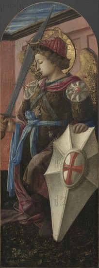 Panel from a Triptych: The Archangel Michael, 1458. Filippo Lippi (Italian, c. 1406-1469). Tempera on wood panel; framed: 94 x 40 x 6.5 cm (37 x 15 3/4 x 2 9/16 in.); unframed: 81.3 x 29.8 cm (32 x 11 3/4 in.).