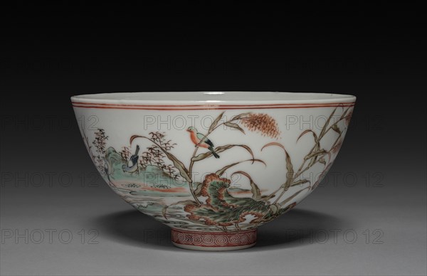 Bowl with Waterfowl on a Lotus Pond, 1662-1722. China, Jiangxi province, Jingdezhen kilns, Qing dynasty (1644-1912), Kangxi reign (1661-1722). Porcelain with famille verte overglaze enamel decoration; diameter: 12.8 cm (5 1/16 in.); overall: 6.5 cm (2 9/16 in.).