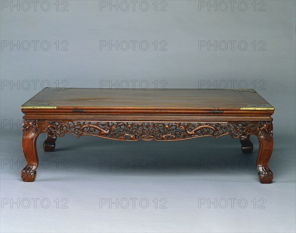 Low Table (Kang) with Dragons in Clouds, 1400s. China, Ming dynasty (1368-1644). Huanghuali wood and metal; overall: 29 x 69.2 cm (11 7/16 x 27 1/4 in.).