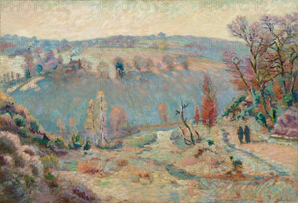Valley of the Sédelle at Pont Charraud:  White Frost, c.1903-1911. Armand Guillaumin (French, 1841-1927). Oil on fabric; framed: 94 x 128 x 10.5 cm (37 x 50 3/8 x 4 1/8 in.); unframed: 73 x 106.2 cm (28 3/4 x 41 13/16 in.)