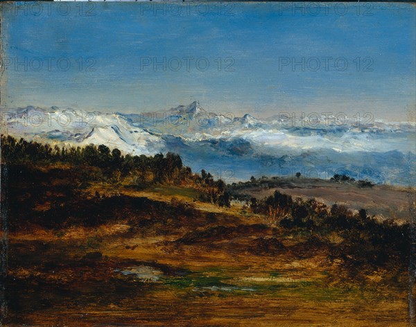 The Pyrenees, the Peak of the Midi de Bigorre, 1871-1872. Narcisse Diaz de la Peña (French, 1807-1876). Oil on wood panel; unframed: 21.2 x 27 cm (8 3/8 x 10 5/8 in.)