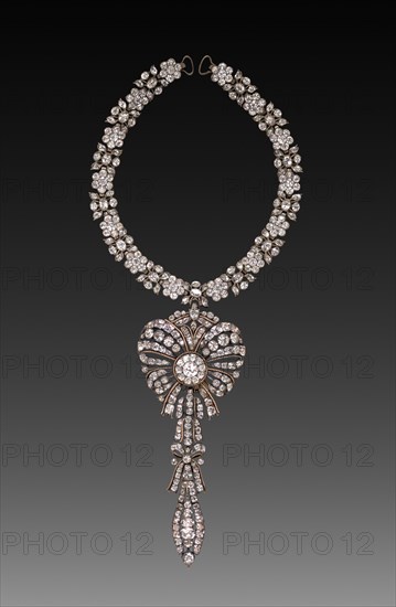 Necklace, late 1700s. France, late 18th century. Gold, silver and brilliants; part 1: 29.6 cm (11 5/8 in.); part 2: 12.1 cm (4 3/4 in.).