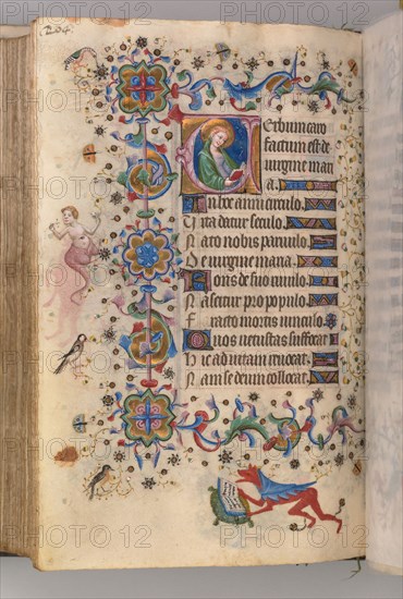 Hours of Charles the Noble, King of Navarre (1361-1425): fol. 102v, Text, c. 1405. Master of the Brussels Initials and Associates (French). Ink, tempera, and gold on vellum; codex: 20.3 x 15.7 x 7 cm (8 x 6 3/16 x 2 3/4 in.)
