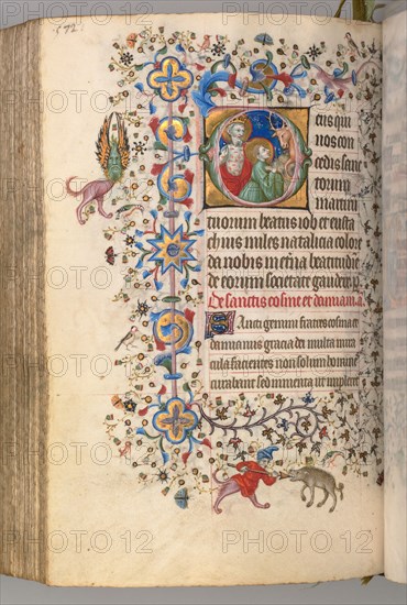 Hours of Charles the Noble, King of Navarre (1361-1425), fol. 280v, SS. Job and Eustace, c. 1405. Master of the Brussels Initials and Associates (French). Ink, tempera, and gold on vellum; codex: 20.3 x 15.7 x 7 cm (8 x 6 3/16 x 2 3/4 in.).