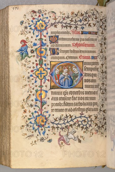 Hours of Charles the Noble, King of Navarre (1361-1425), fol. 283v, Martyrs: Unidentified Saint, SS. Stephen and Lawrence, c. 1405. Master of the Brussels Initials and Associates (French). Ink, tempera, and gold on vellum; codex: 20.3 x 15.7 x 7 cm (8 x 6 3/16 x 2 3/4 in.)