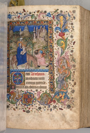 Hours of Charles the Noble, King of Navarre (1361-1425): fol. 88r, Flight into Egypt (Vespers), c. 1405. Master of the Brussels Initials and Associates (French). Ink, tempera, and gold on vellum; codex: 19.4 x 13.7 cm (7 5/8 x 5 3/8 in.).