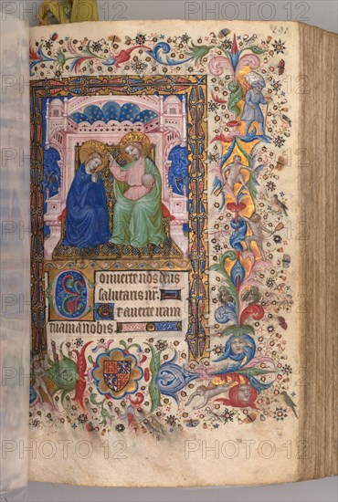 Hours of Charles the Noble, King of Navarre (1361-1425): fol. 96r, Coronation of the Virgin (Compline), c. 1405. Master of the Brussels Initials and Associates (French). Ink, tempera, and gold on vellum; codex: 19.4 x 13.7 cm (7 5/8 x 5 3/8 in.)