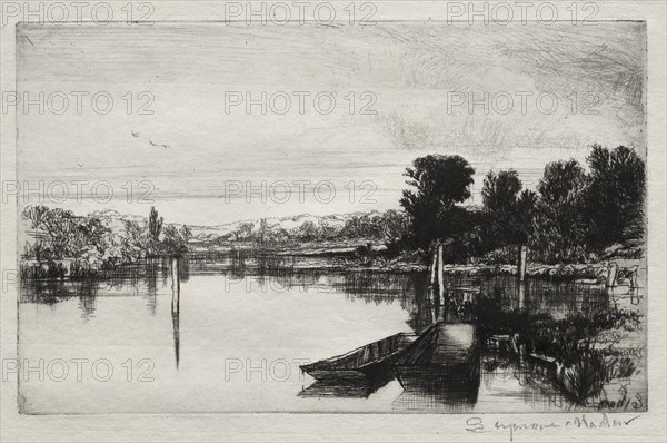 Egham, 1859. Francis Seymour Haden (British, 1818-1910). Etching and drypoint