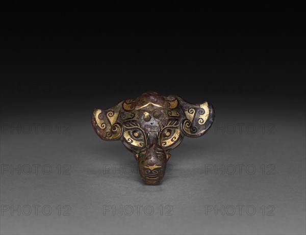 Belt Hook (Daigou) in Form of Elephant's Head, c. 481-400 BC. China, Eastern Zhou dynasty (771-256 BC), Warring States period (475-221 BC). Bronze with silver inlay; overall: 3.8 cm (1 1/2 in.)