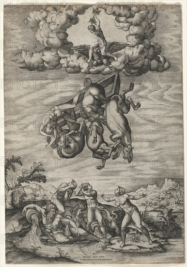 The Fall of Phaeton, c. 1545. Nicolas Beatrizet (French, 1515-after 1565), after Michelangelo Buonarroti (Italian, 1475-1564). Engraving; sheet: 41.9 x 29 cm (16 1/2 x 11 7/16 in.)