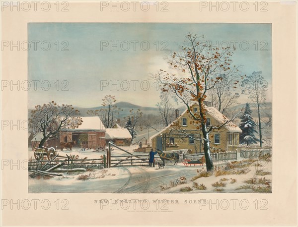 New England Winter Scene, 1861. And James Merritt Ives (American, 1824-1895), Nathaniel Currier (American, 1813-1888). Lithograph