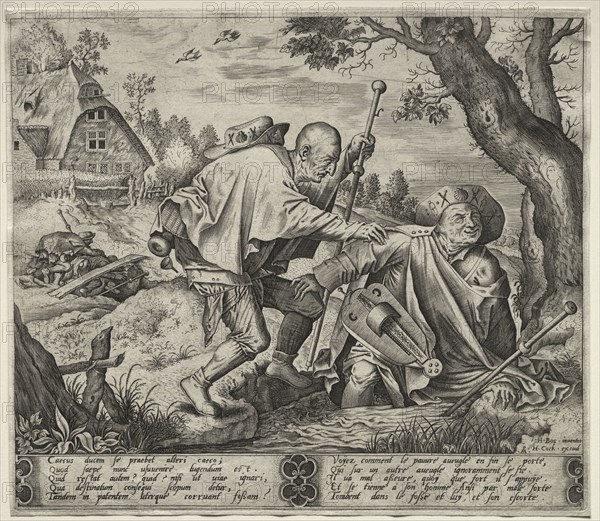 The Blind Leading the Blind. Pieter van der Heyden (Netherlandish, c. 1530-c. 1575), Hieronymus Cock, after Hieronymous Bosch (Netherlandish, c. 1450-1516). Engraving; sheet: 22.5 x 25.8 cm (8 7/8 x 10 3/16 in.); platemark: 22.2 x 25.5 cm (8 3/4 x 10 1/16 in.)