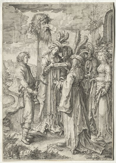 David with the Head of Goliath: David with the Head of Goliath, 1620s-1630s. Pieter Serwouters (Flemish, 1586-1657), after Lucas van Leyden (Dutch, 1494-1533). Engraving; sheet: 26.5 x 18.7 cm (10 7/16 x 7 3/8 in.); border: 25.9 x 18.4 cm (10 3/16 x 7 1/4 in.)